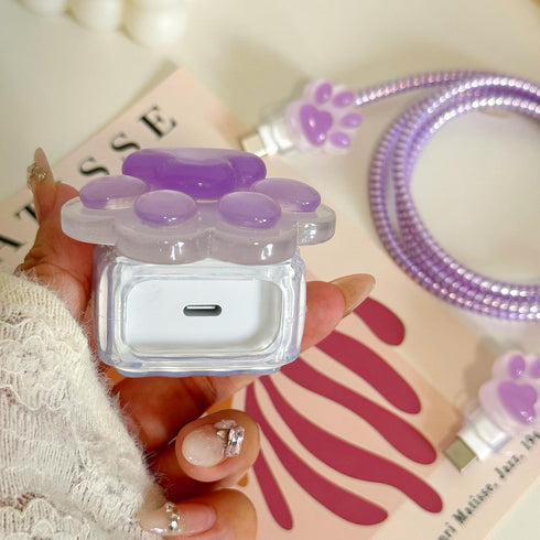 Cable Protector for iPhone Charger with Cute Cat Paw Design,Kawaii Cat Claw Soft Charging Cord Protector Data Cable Saver for Women Girls Compatib...