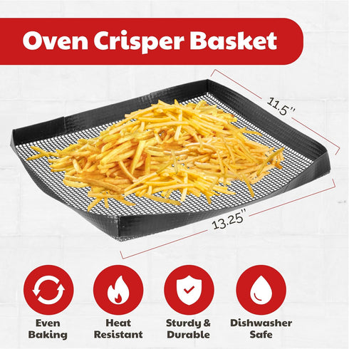 Air Fryer Basket for Oven - Non-Stick Oven Air Fryer Basket - Crisping Sheet for Baking Crisp Pizza, Chips, Fries, & More With Less Oil, Butter or...