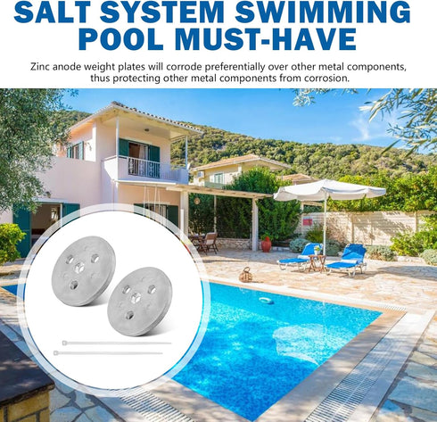 Zinc Anode Weight Plate with 2 Plastic Ties, Anti Corrosion and Electrolysis - Sacrificial Anodes Protects the Other Metal Components in Salt Syst...