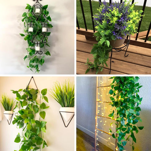 CEWOR 2pcs Fake Hanging Plants 3.6ft Fake Ivy Vine Artificial Ivy Leaves for Wedding Wall House Room Patio Indoor Outdoor Home Shelf Office Decor ...