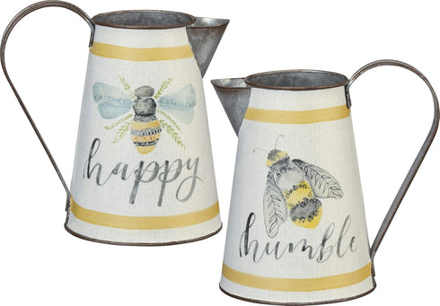 Primitives by Kathy Decorative Metal Pitcher, Medium, Happy Humble...