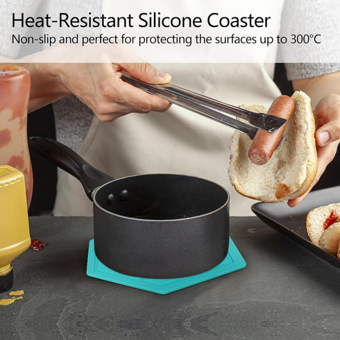 Trivet Mat, Set of 3 Silicone Pot Holder, Hot Pads, Potholder for Pots and Pans (Aqua Saltwater)...
