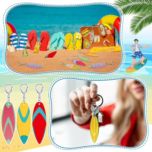 Bucherry 36 Pcs Beach Favors Keychain Gifts Set Wooden Bulk Surfboard Slippers Sea Turtle Coconut Tree Bible Keychains for Beach Hawaiian Florida ...