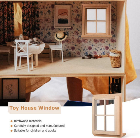Toyvian 2 Pcs Dollhouse Wooden Windows Miniature Window Frame 1 12 Dollhouse Furniture Mini Window Tiny Wooden Window Models Window Ornaments for ...