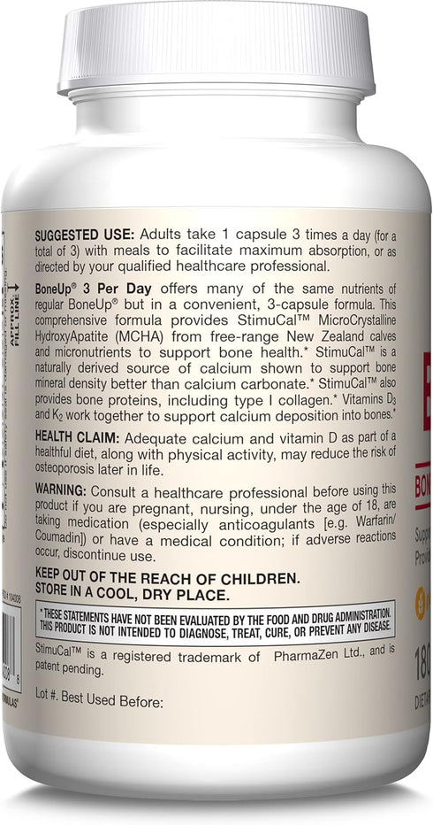 Jarrow Formulas BoneUp Three Per Day For Bone Support and Skeletal Nutrition, Includes Vitamin D3, K2 (as MK-7) and 1000 mg of Calcium Per Day, 18...