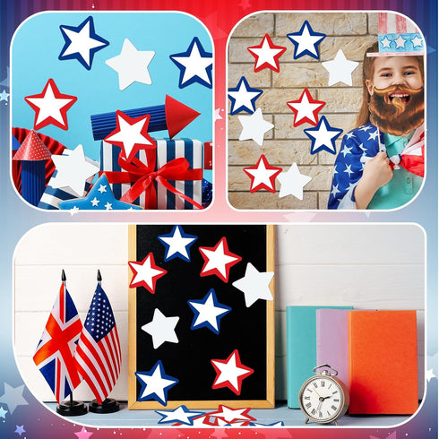 150 Pcs Star Creative Cutouts Paper 4 Inches Star Bulletin Board Decorations Red White and Blue 4th of July Classroom Die Cuts for Independence Da...