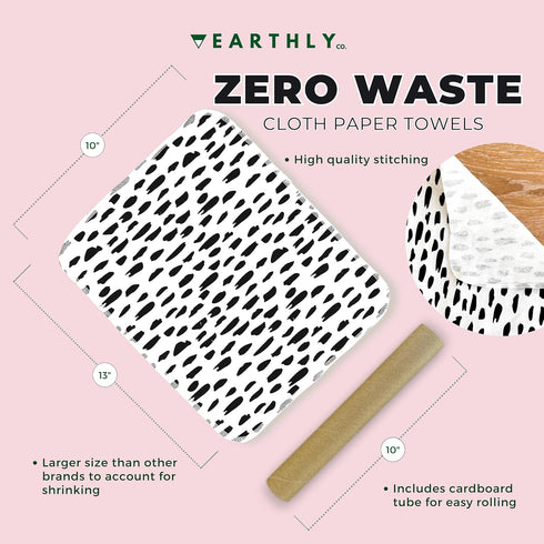 Reusable Paper Towels - 10 PACK - Roll of Washable Cotton Cloth Paper Towels - Paperless Reusable Napkins Cloth Washable - Absorbent + Long Lastin...