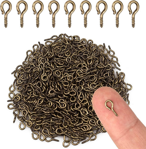 500PCS Small Screw Eye Pins, 4 x 8mm Small Eye Hooks for Jewelry Making, Eyelets Screw Threaded Clasps Hooks for Doing Art DIY, Mini Metal Hoop Pe...