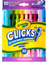 Crayola Clicks Retractable Markers (10ct), Washable Markers for Kids, Click Markers, School Supplies for Kids, Gifts, Ages 5+...