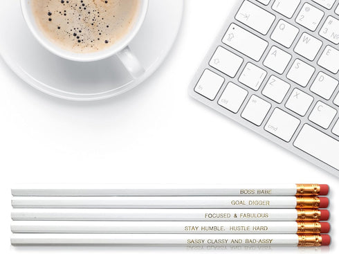 Boss Babe - Inspirational Pencils Engraved With Funny And Motivational Sayings For School And The Office...