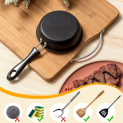 Tessco 2 Pieces Mini Cast Iron Skillet 4.7 Inch Round Mini Non Stick Fry Pan Single Egg Frying Pan with Heat Resistant Handle for Cooking Baking C...