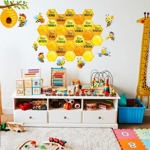 66 Pieces Bee Bulletin Board Decorations - Bee Hive Theme Cutouts Classroom Bulletin Board Decor Border Set Sunflower Cutouts for Classroom Wall B...