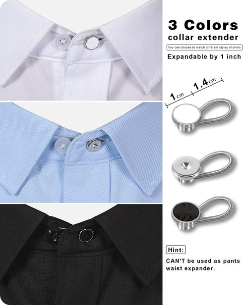 Pants Button Extender Shirt Collar Extenders: 8 Pcs Jeans Waist Silicone Button for Mens and Women - 6 Neck Extenders Dress Shirts...
