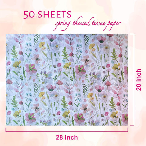 Tissue Paper, 50 Sheets 20 * 28" Wrapping Tissue Paper for Your Special Occasions, Patterned Tissue Paper for Crafts, Spring Tissue Paper for Your...