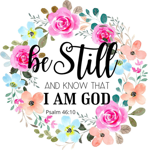Fabric Panel 16"x16" Bible Verse 100% Cotton Quilting Panel Square Psalm 46:10 AM343...