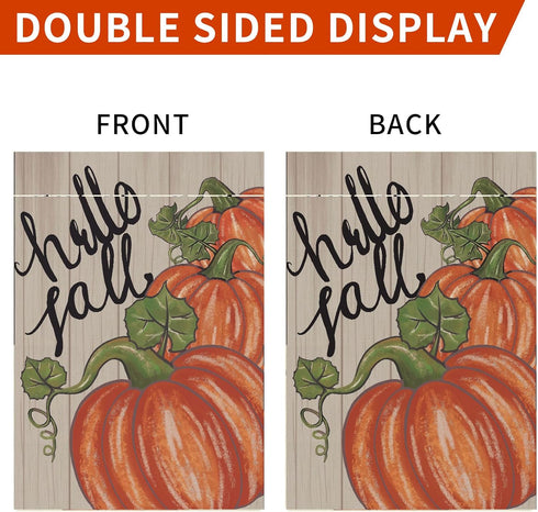 Fall Garden Flag 12x18 Inch Double Sided, Happy Fall Pumpkin Yard Flag Small Autumn Seasonal Outdoor Decoration...
