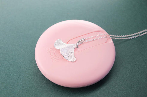 3D Ginkgo Leaf Sterling Silver Choker Necklace-silver...