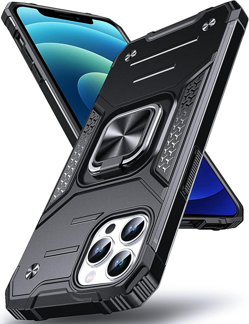 Anqrp Designed for iPhone 12 & iPhone 12 Pro Case, Military Grade Protective Phone Case Cover with Enhanced Metal Ring Kickstand [Support Magnet M...