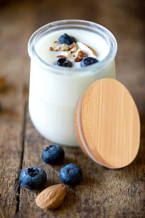 Oui Yogurt Jar Lids, Oui Yogurt Bamboo Jar Lids Set, Wooden Lids for Oui Yogurt Jars, Oui Yogurt Jars Lids with Silicone Sealing Rings, Cookie Gla...
