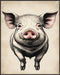 Posterizer 1 pcs- Cute white pig with a white background-Art for Animal Lovers-Abstract & Modern Art- Gift for Men Women Teens-decor for Bedroom, ...