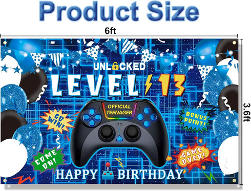 13th Birthday Decorations for Boys Happy 13th Birthday Banner, Official Teenager Video Game Birthday Decorations Cheers to 13 Years Party Supplies...