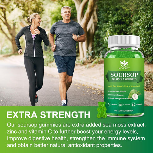 Soursop Graviola Gummies - 1800mg Soursop Leaves Extract Gummies with 200mg Sea Moss Extract for Antioxidant, Cell Support & Regeneration, Immune ...