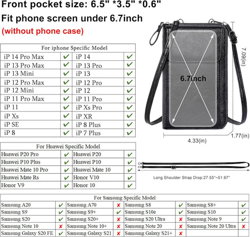 OIDERY Small Crossbody Bags for Women Cell Phone Purse Wallet PU Leather Shoulder Handbag Wallet with Credit Card Slots...