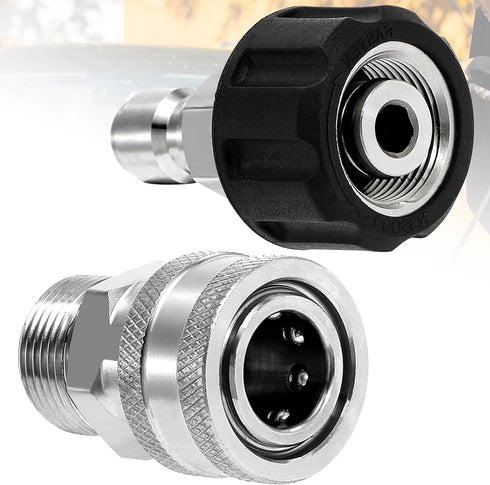 Tool Daily Pressure Washer Adapter Set, Quick Connect Kit, Metric M22 15mm to M22 Metric Fitting, Stainless Steel, 5000 PSI...
