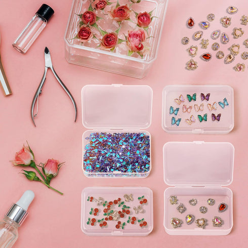 ISKYBOB 6 Packs Small Plastic Storage Containers, Clear Rectangle Bead Organizer Case with Lids for Crayons, Crafts, Bobby Pin Holder(3.7x 2.4in)...