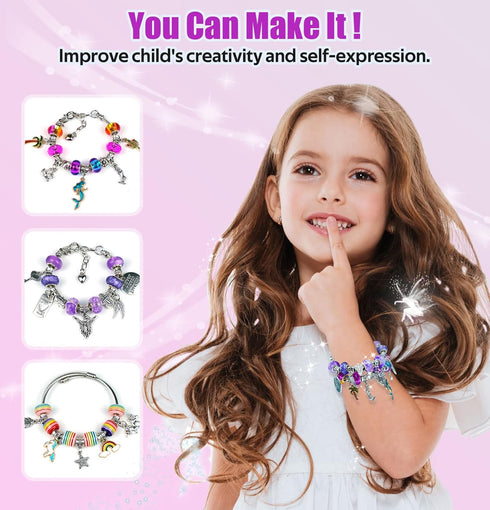 Gionlion Charm Bracelet Making Kit, Jewelry Making Kit Trendy Stuff for Kids Ages 6-12, Unicorn Toy Cute Stuff for Teen Girls Gifts Birthday Gift,...