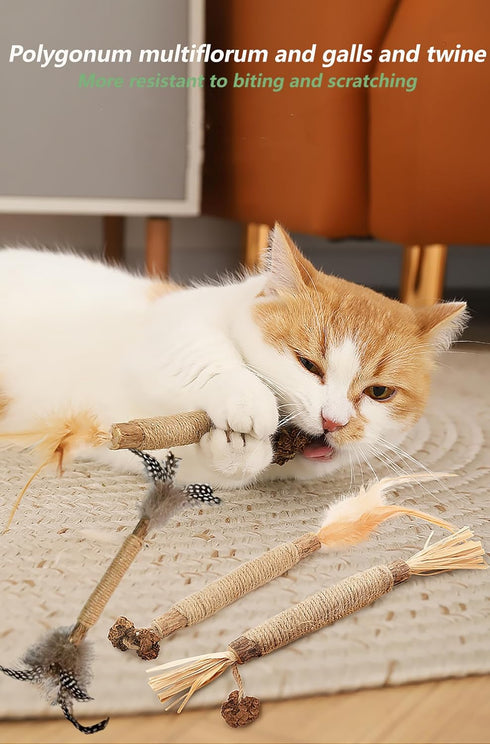 Kamanda Cat Toys, 8Pcs Silvervine Cat Toy, Silvervine Sticks Cat Toys for Indoor Cats, Cat Kitten Chew Toys for Aggressive Chewers, Cat Dental Toy...