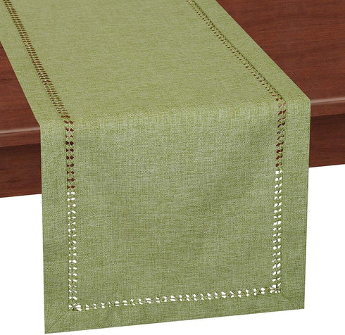 Grelucgo Handcrafted Solid Color Dining Table Runner, Double-Hemstitched (Sage Green, 14 x 72)...