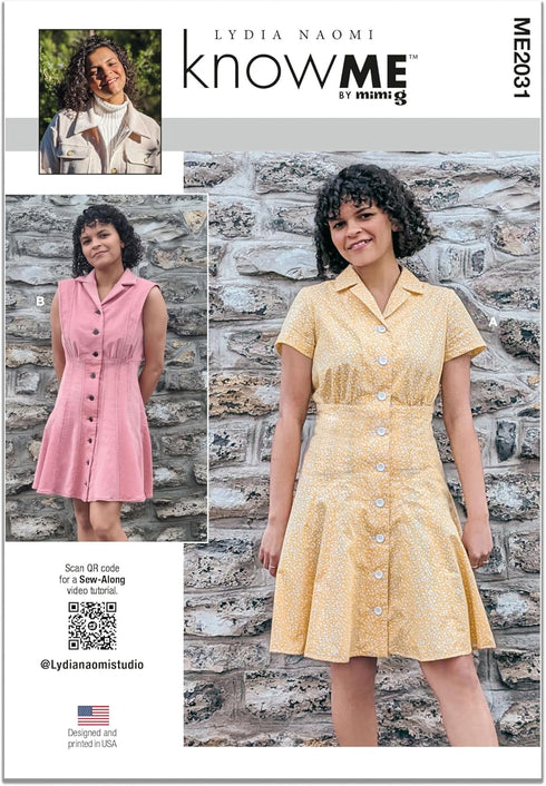 Know Me Misses' Button Front Dresses Sewing Pattern Kit, Design Code ME2031, Sizes 18-20-22-24-26...