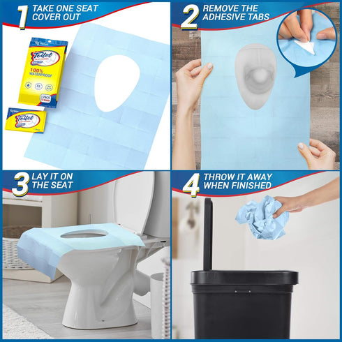 20 Pack XL Disposable Toilet Seat Covers – Waterproof Toilet Cover Sheets with Adhesive Tabs for Adults, Kids & Toddlers, Travel, Public Restrooms...