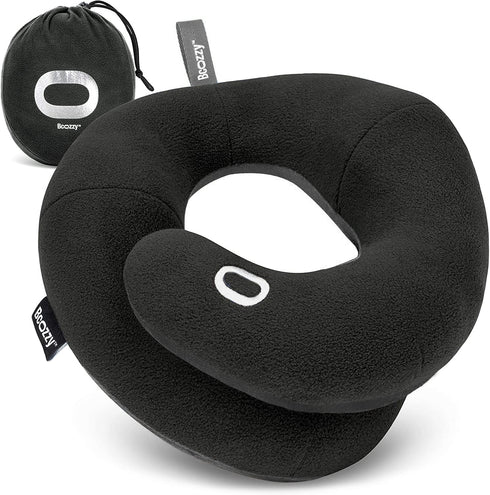 BCOZZY Travel Neck Pillow for Airplane– Patented Double Support for Head, Neck, and Chin. Best for Long Flights, Plane Sleeping, and Car Rides. Ad...