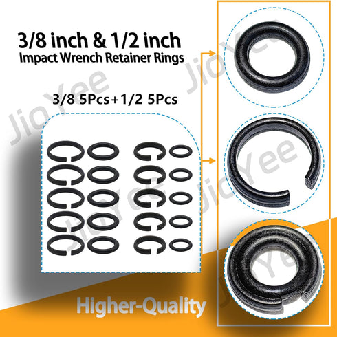 Contains 20 1/2" 3/8' Set Impact Wrench Retainer Rings Wrench Socket Clip with O-Rings Replacement for Electric Wrench/Pneumatic Wrench Square Dri...