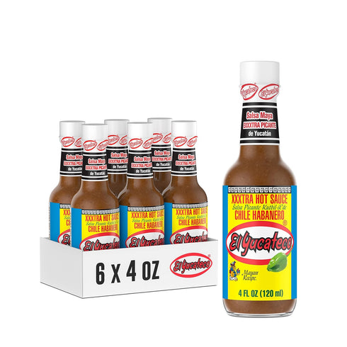 El Yucateco XXXtra Hot Habanero Sauce, 4 oz., 6 Pack,11,250 Average Scoville Units, Gluten Free, Sugar Free...