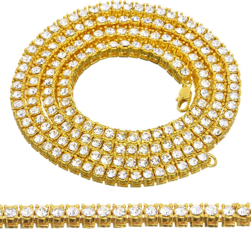 metaltree98 Fashion CZ Stoned 4 mm 2 Combo Set 16" + 18" Tennis Chain Necklace (Gold Toned)...