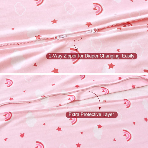 PHF 100% Cotton Baby Sleep Sack, 0-6 Months Baby Wearable Blanket, 2-Way Zipper Infant Sleeping Sack for Baby Boys Girls, 2 Pack Comfy Small Size ...