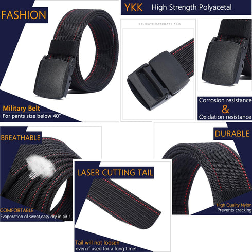 LionVII Belt for Men, Adjustable Belt with Plastic Buckle Breathable for Work Sports, Easy Trim to Fit 28-49" Waist...
