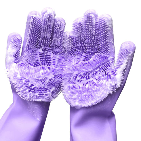 Silicone Dishwashing Gloves for Washing Dishes - Reusable Rubber Gloves for Cleaning The Home Dish Gloves for Dish Wash Pet Care Car Washing - Kit...