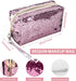 Magic Sequin Travel Cosmetic Bags Reversible Glitter Makeup Organizer Bag Purse for Women(Pink)...