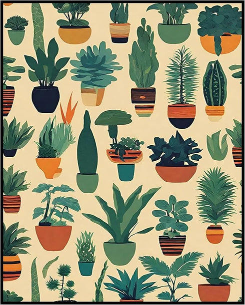 Posterizer 1 pcs-plants pots cactus cute art for plant lovers 2-Floral & Botanical Art-GIft for Men Women Teens-Decor for Home & Office- unframed ...