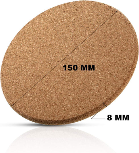 Boao 6 Pcs 6 Inch Round Absorbent Cork Coasters Wooden Cork Plant Coasters for Home, Drinks Coffee Table Dining Wooden Table Desk...