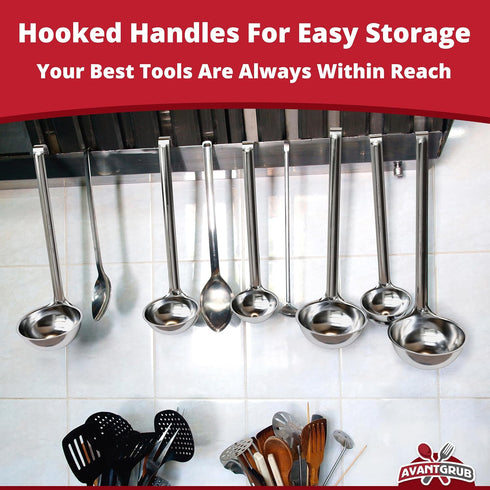 Super Sturdy, Ergonomic 6 Oz. Soup Ladle 1 Pk. Stainless Steel Ladles with Long Handles. Best Kitchen Accessories for Stirring, Portioning and Ser...