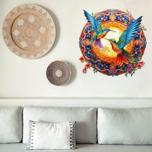 Wooden Jigsaw Puzzles, Mandala Hummingbirds Wooden Puzzles for Adults and Kids, Unique Shape Animal Wooden Puzzle, Wood Puzzles Adults, Perfect Ch...