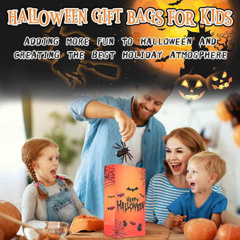 Halloween Treat Bags: 24pcs Halloween Paper Treat Bags with Stickers, Halloween Candy Bags, Halloween Trick or Treat Bags, Wide Opening for Easy F...