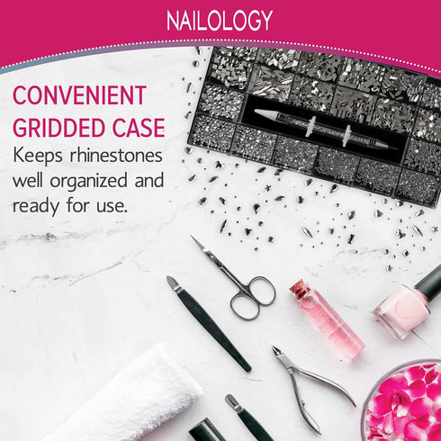 Nail Art Gem Rhinestones by Nailology, Nail Art Supplies, Nail Decoration Jewels for 3D Nail Art, Crystal Diamond Charm Accessories for Acrylic Na...