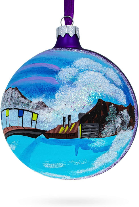 Blue Lagoon, Iceland Glass Ball Christmas Ornament 4 Inches...