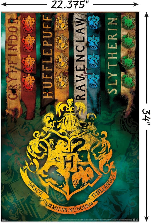 Trends International The Wizarding World: Harry Potter - House Crests Wall Poster, 22.375" x 34", Poster & Mount Bundle...